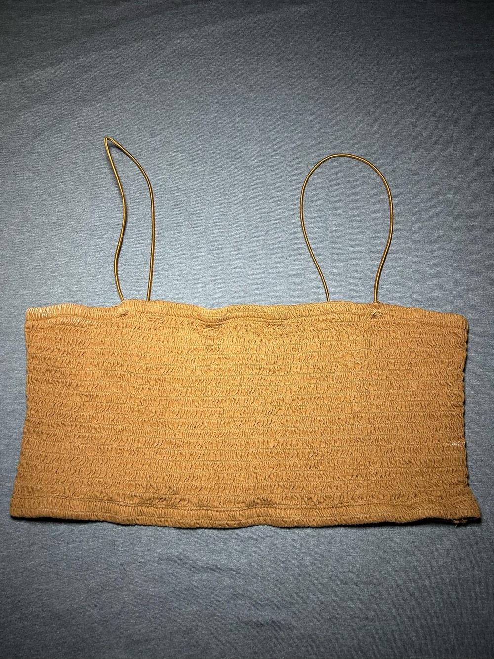 Maeve by Anthropologie Burnt Orange Smocked Crop Top with Thin Straps
